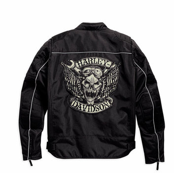 Harley Davidson Black Leather Embossed Studded Logo Flap Close